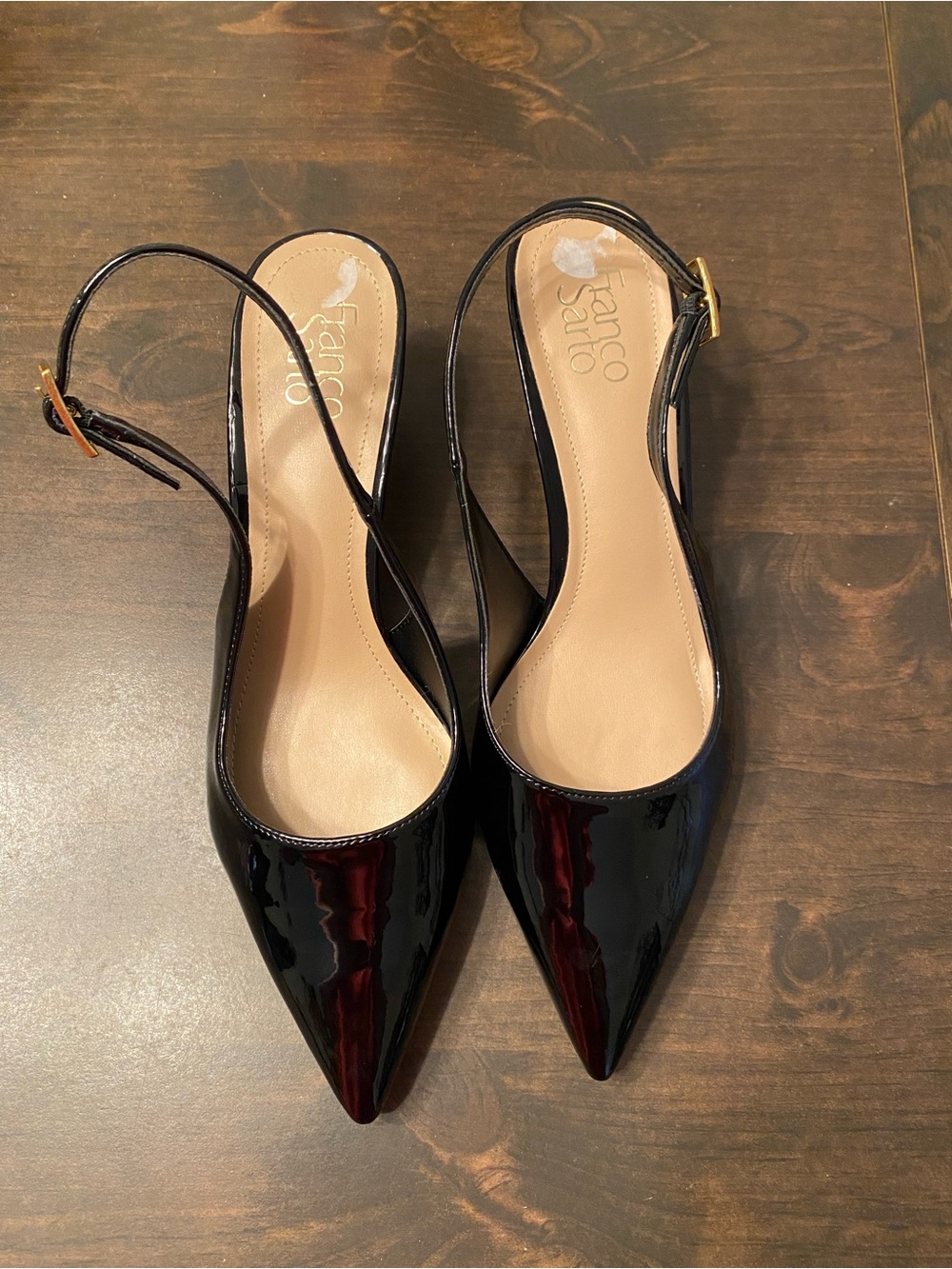 Franco Sarto  Kate  Black Patent Pointed Toe Slingback Mules size 10